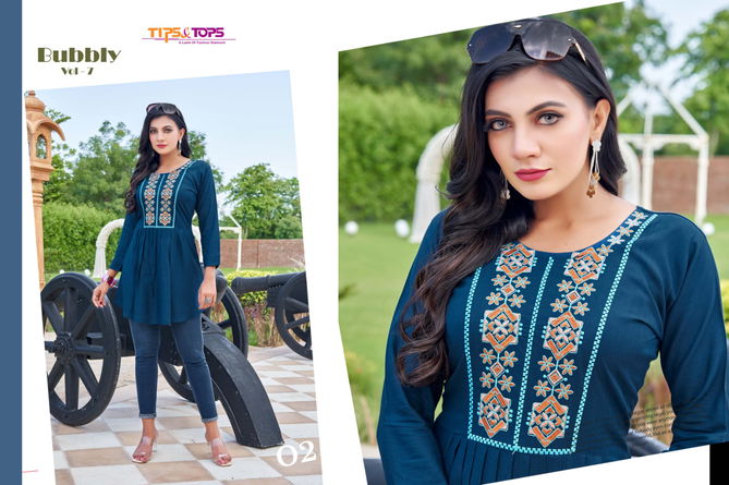 Tips Tops Bubbly 7 Fancy New Stylish Fancy Wear Ladies Long Top Collection